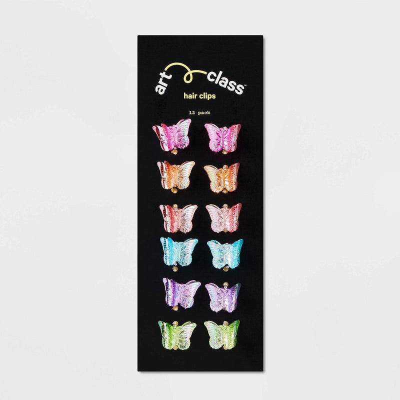 Girls' 12pk Mini Iridescent Butterfly Claw Clips - art class