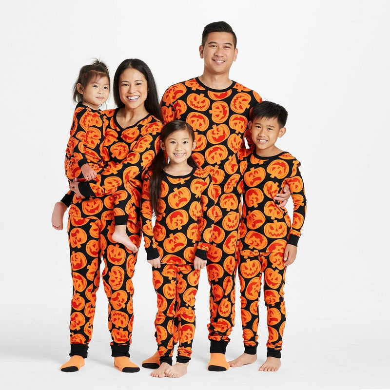Women's Plus Size Halloween Pumpkins Matching Family Pajama Set - Hyde & EEK! Boutique Orange 4X