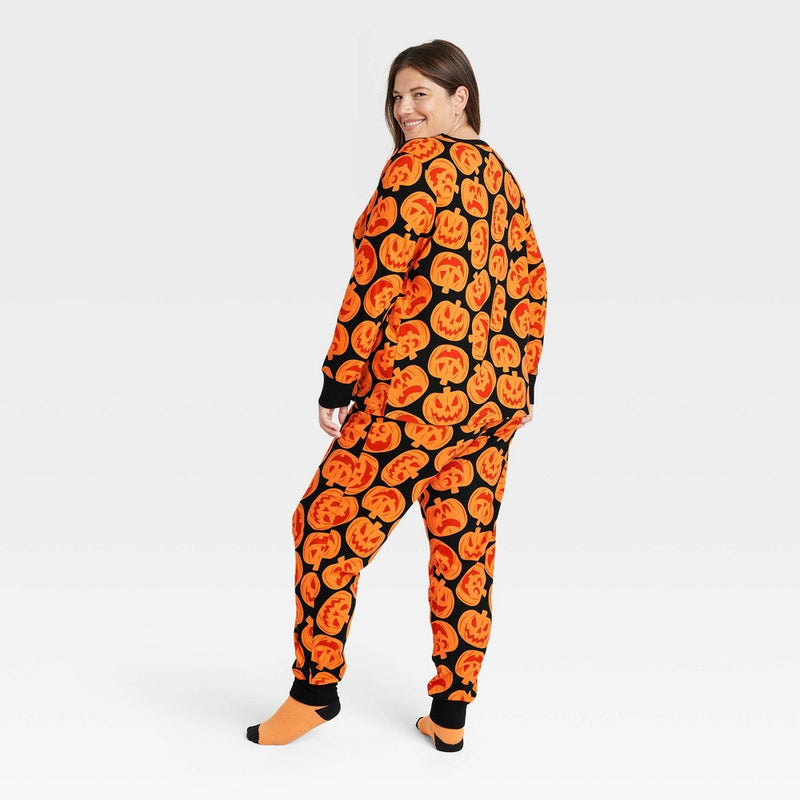 Women's Plus Size Halloween Pumpkins Matching Family Pajama Set - Hyde & EEK! Boutique Orange 4X