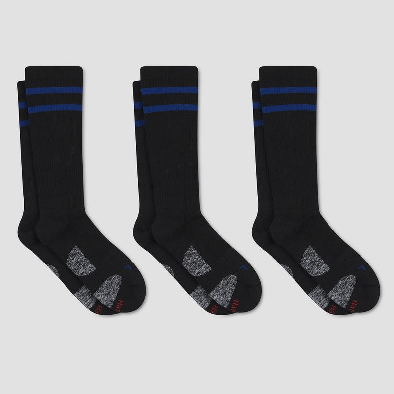 Hanes Premium Men's Compression Crew Socks 3pk - Black 6-12