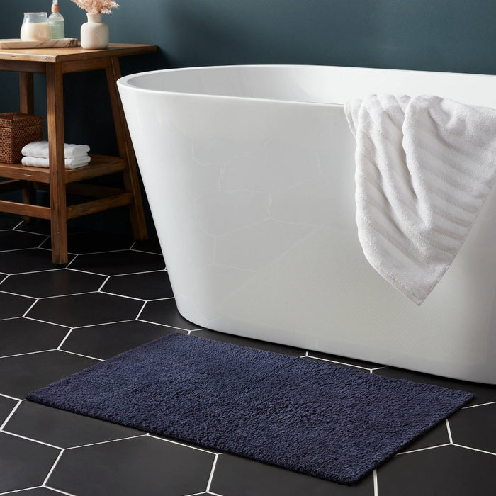 20"x34" Performance Plus Cotton Reversible Bath Rug/Runner Navy - Threshold