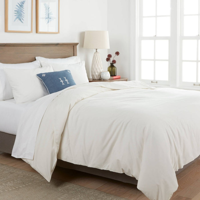 Full/Queen Organic Solid Duvet & Sham Set Cream - Threshold