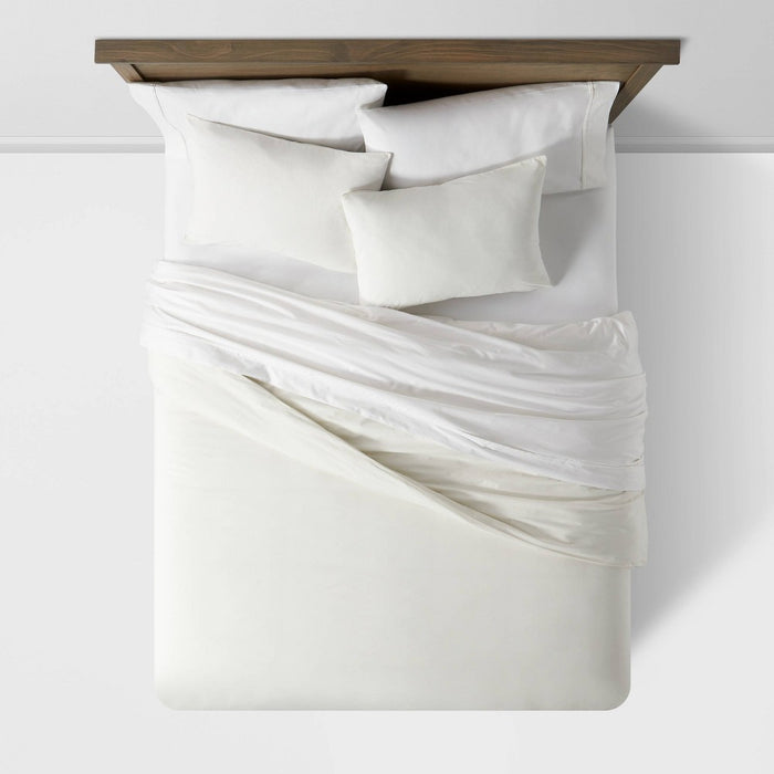 Full/Queen Organic Solid Duvet & Sham Set Cream - Threshold