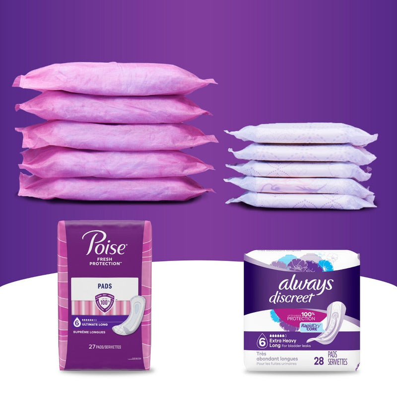 Always Discreet Moderate Long Absorbency 4 Drop Base Pads - 54ct