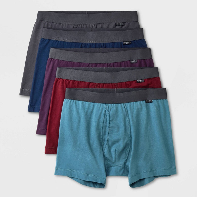 Men's Boxer Briefs 5pk - Goodfellow & Co Plum Purple/Burgundy/Teal Blue XL