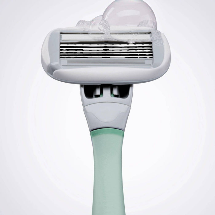 Flamingo 5-Blade Women's Razor - 1 Razor Handle + 2 Razor Blade Refills - Sage
