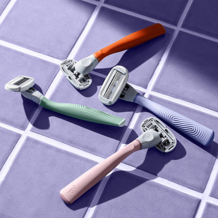 Flamingo 5-Blade Women's Razor - 1 Razor Handle + 2 Razor Blade Refills - Sage