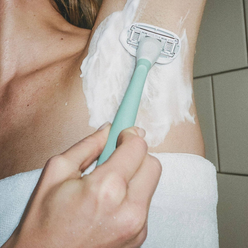 Flamingo 5-Blade Women's Razor - 1 Razor Handle + 2 Razor Blade Refills - Sage