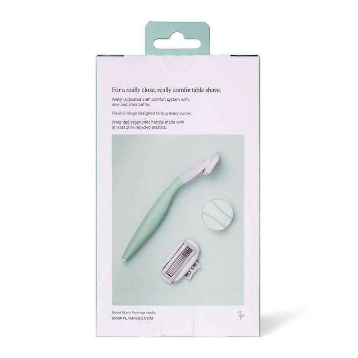 Flamingo 5-Blade Women's Razor - 1 Razor Handle + 2 Razor Blade Refills - Sage