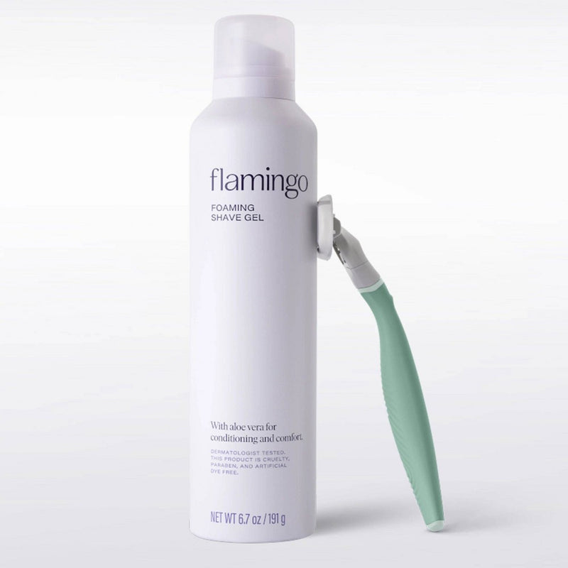 Flamingo 5-Blade Women's Razor - 1 Razor Handle + 2 Razor Blade Refills - Sage