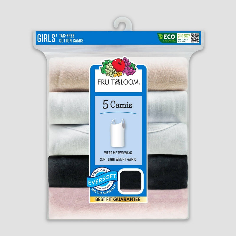 Fruit of the Loom Girls' 5pk Cami - Colors May Vary L