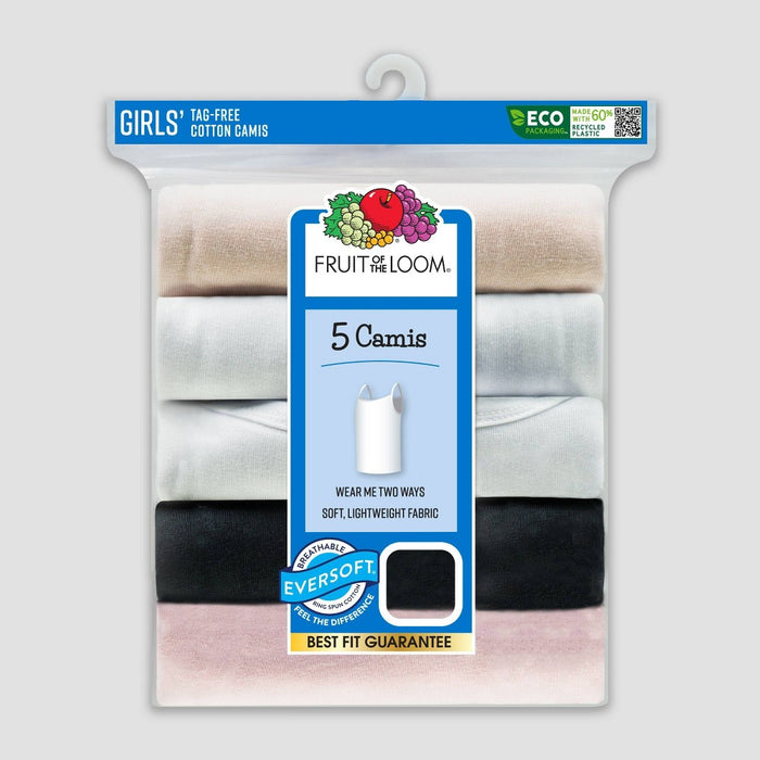 Fruit of the Loom Girls' 5pk Cami - Colors May Vary L