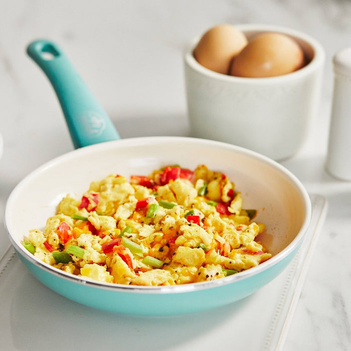 GreenLife Soft Grip Ceramic Non-Stick Open Frypan 7"x10" Turquoise