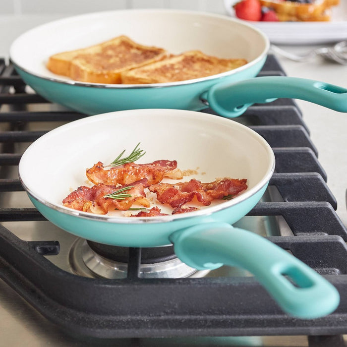 GreenLife Soft Grip Ceramic Non-Stick Open Frypan 7"x10" Turquoise