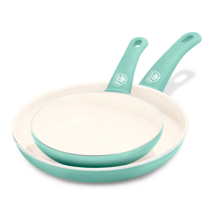 GreenLife Soft Grip Ceramic Non-Stick Open Frypan 7"x10" Turquoise