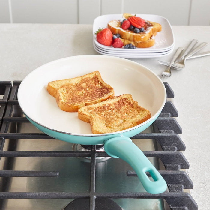 GreenLife Soft Grip Ceramic Non-Stick Open Frypan 7"x10" Turquoise