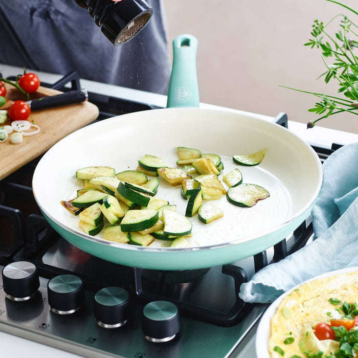 GreenLife Soft Grip Ceramic Non-Stick Open Frypan 7"x10" Turquoise