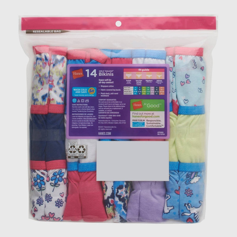 Hanes Girls' 14pk Bikini - Colors May Vary 12
