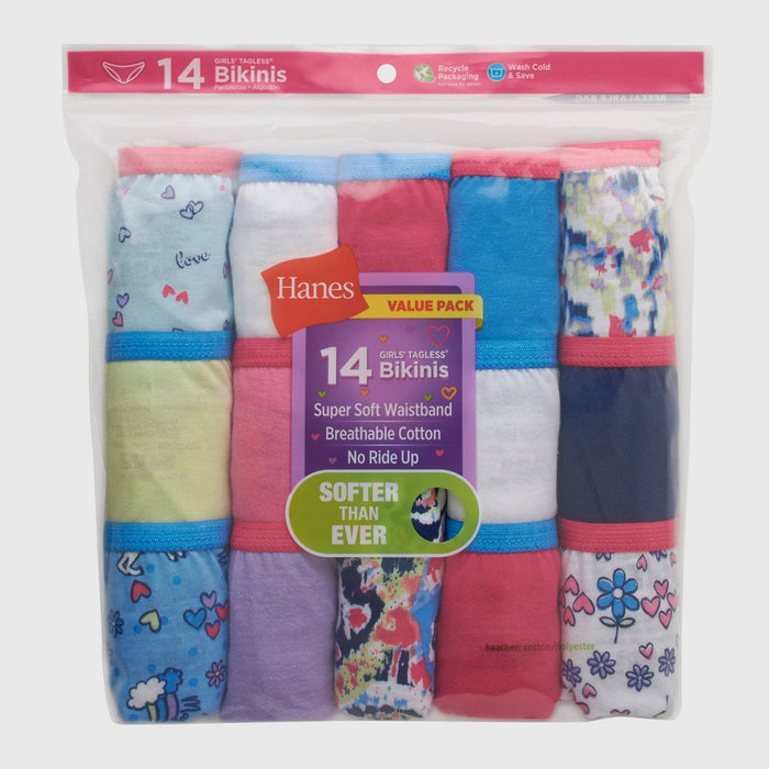 Hanes Girls' 14pk Bikini - Colors May Vary 12