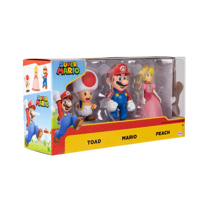 Nintendo Super Mario Toad, Mario, and Peach Action Figure Set - 3pk