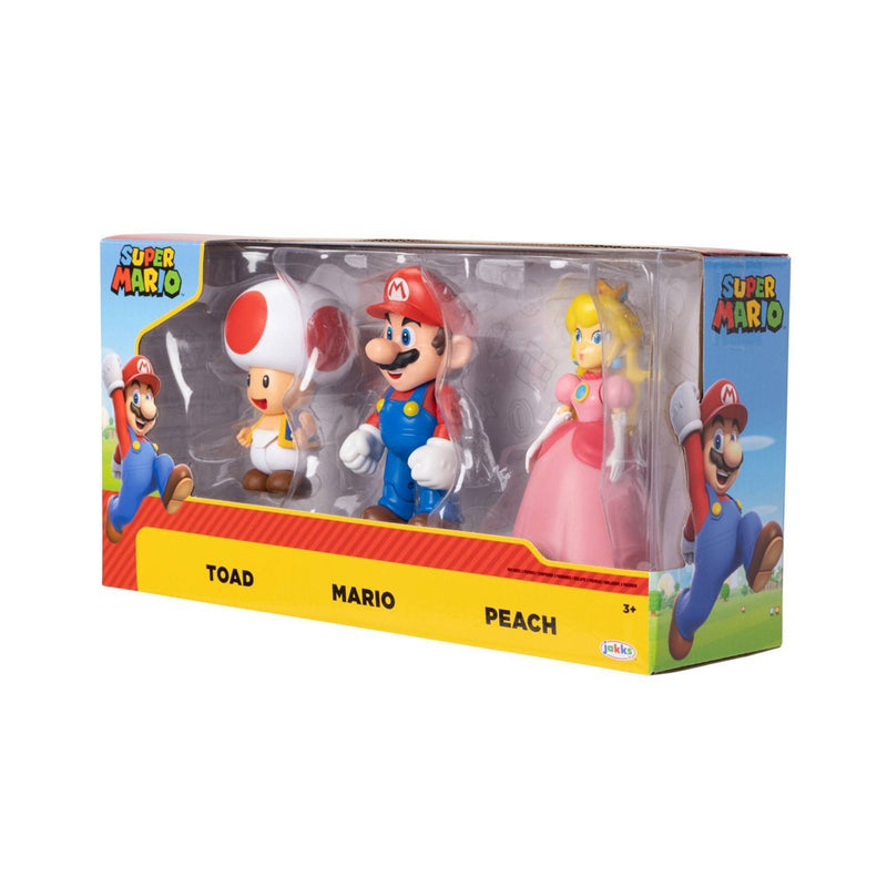 Nintendo Super Mario Toad, Mario, and Peach Action Figure Set - 3pk