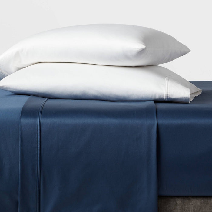 Queen 400 Thread Count Performance Fitted Sheet Metallic Blue - Threshold