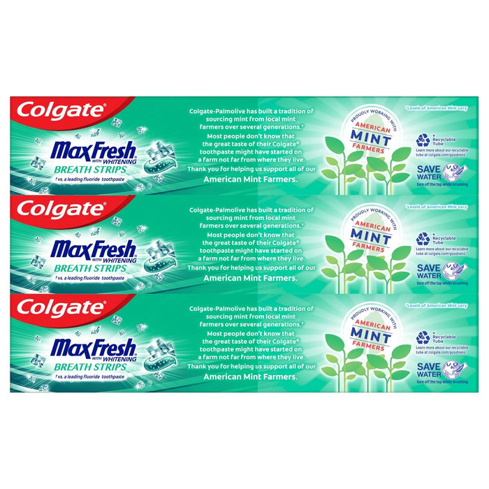 Colgate MaxFresh Whitening Toothpaste with Mini Breath Strips - Clean Mint - 6.3oz/3pk