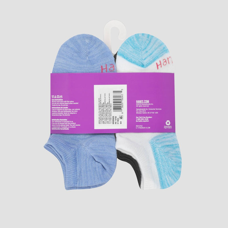 Hanes Girls' 20pk Super No Show Athletic Socks - Colors May Vary S