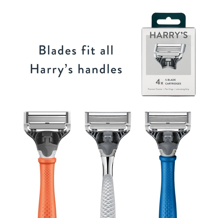 Harry's 5-Blade Men's Razor - 1 Razor Handle + 2 Razor Blade Refills - Chrome Edition Handle