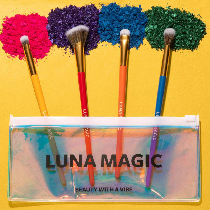 LUNA MAGIC Blend It Girl Eye Makeup Brush Set with Holographic Pouch - 5ct