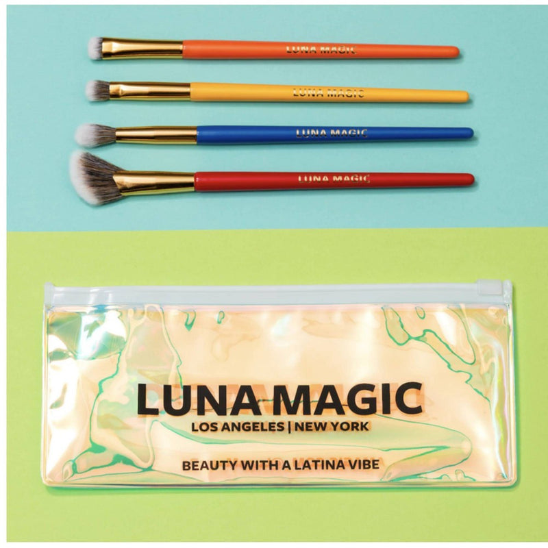 LUNA MAGIC Blend It Girl Eye Makeup Brush Set with Holographic Pouch - 5ct
