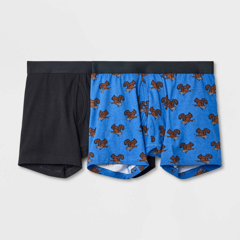 Men's Squirrel Boxer Briefs 2pk - Goodfellow & Co Blue L