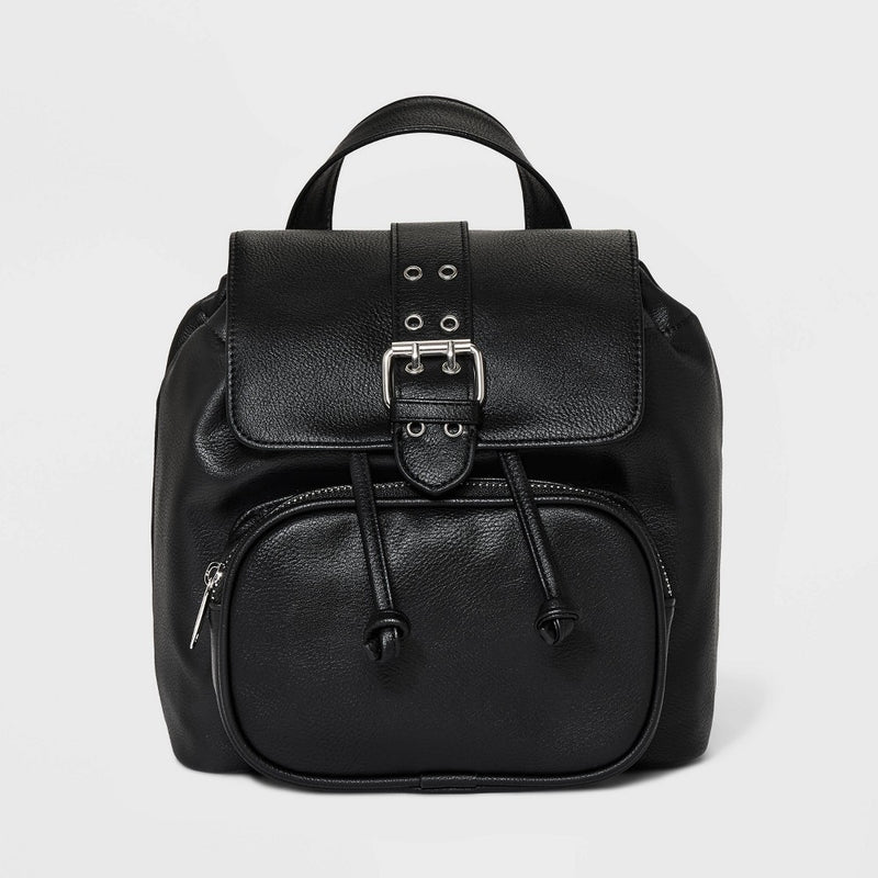 8.875" Mini Flap with Buckle with Closure Backpack - Wild Fable Black