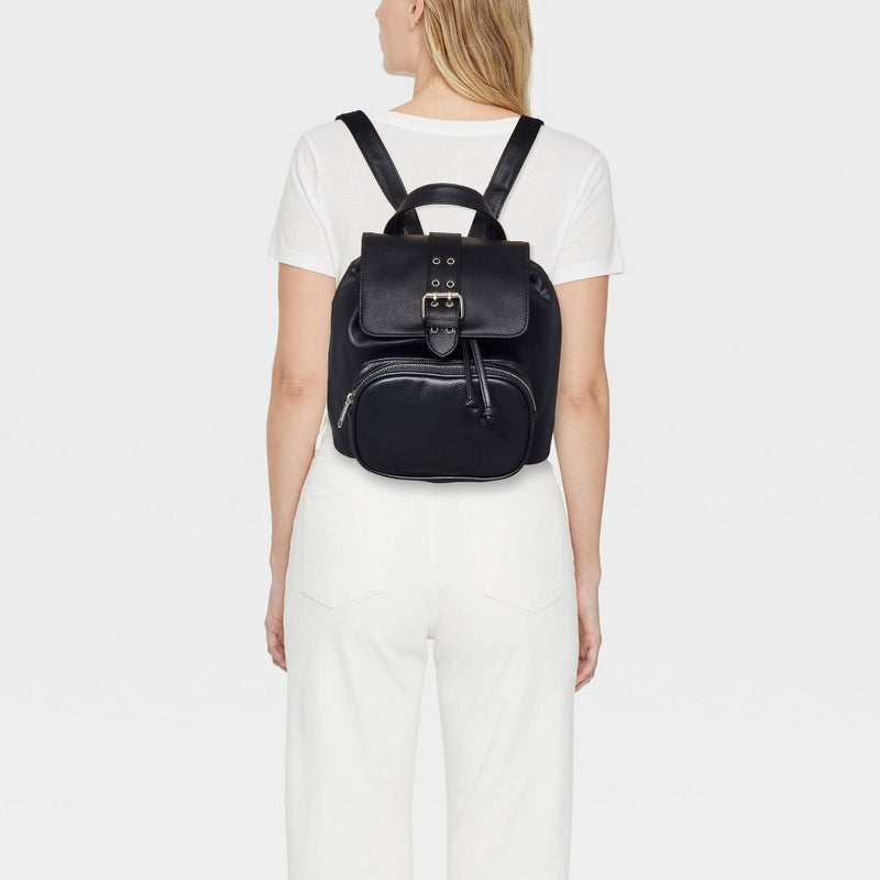 8.875" Mini Flap with Buckle with Closure Backpack - Wild Fable Black