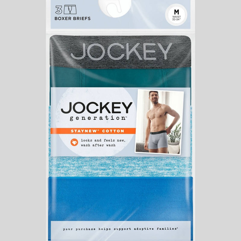 Jockey Generation Men's Stay New Magnolia Leaves Boxer Briefs 3pk - Blue M