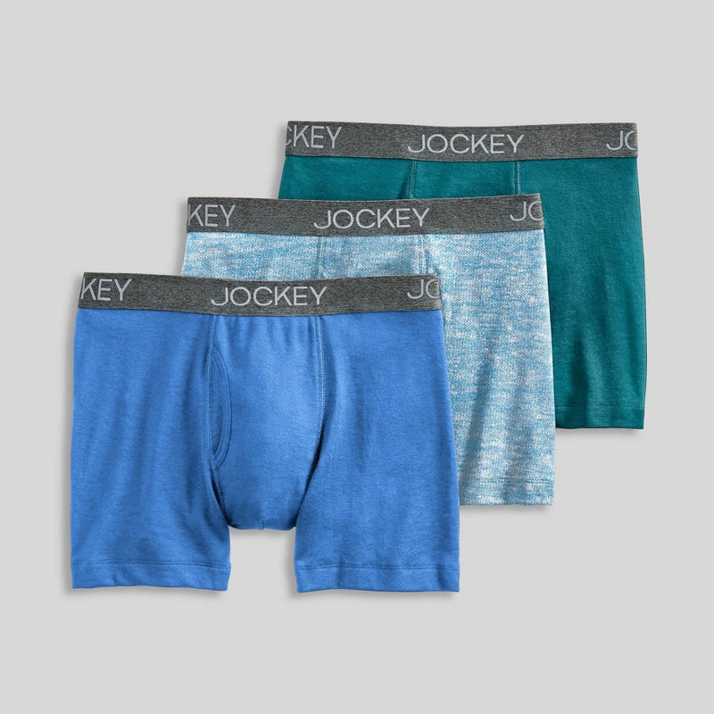 Jockey Generation Men's Stay New Magnolia Leaves Boxer Briefs 3pk - Blue M