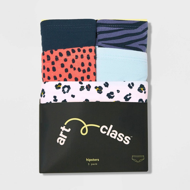 Girls' 5pk Brushed Microfiber Hipster - art class L