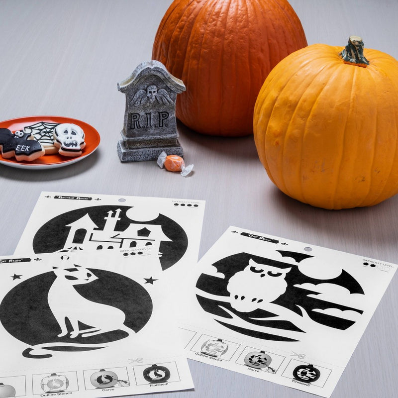 12pk Pumpkin Carving Stencils Halloween Decorating Kit - Hyde & EEK! Boutique