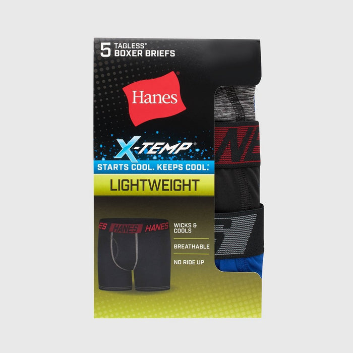Hanes Boys' 5pk X-Temp Boxer Briefs - Green L