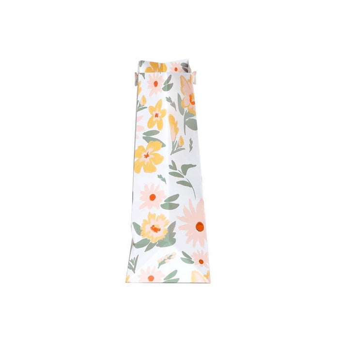 Large Cub Gift Bag Flowers on White with Foil - Spritz