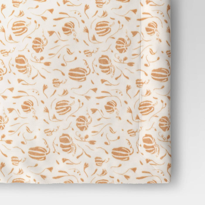 Mini Pumpkin Printed Plush with Shearling Reverse Throw Blanket Neutral/Cream - Threshold
