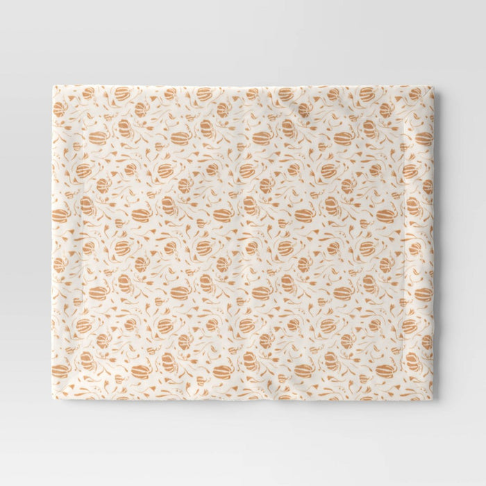 Mini Pumpkin Printed Plush with Shearling Reverse Throw Blanket Neutral/Cream - Threshold