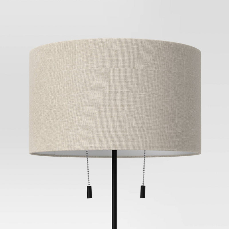 Cut Off Base Floor Lamp Black/Brown Metal/Wood - Threshold (LOCAL PICKUP ONLY)