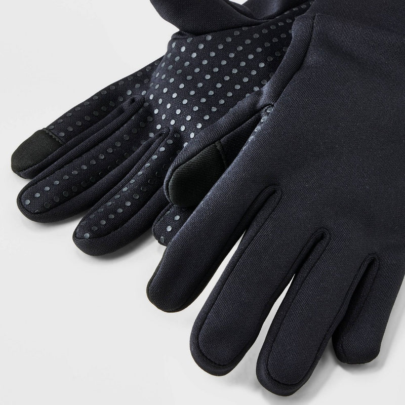 Boys' Solid Onyx Running Gloves - All in Motion Black 4-7