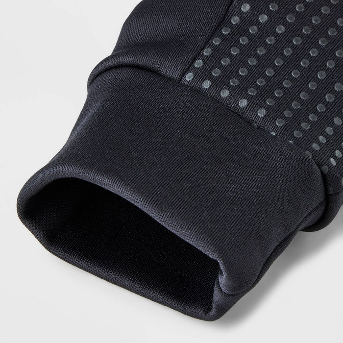 Boys' Solid Onyx Running Gloves - All in Motion Black 8-14