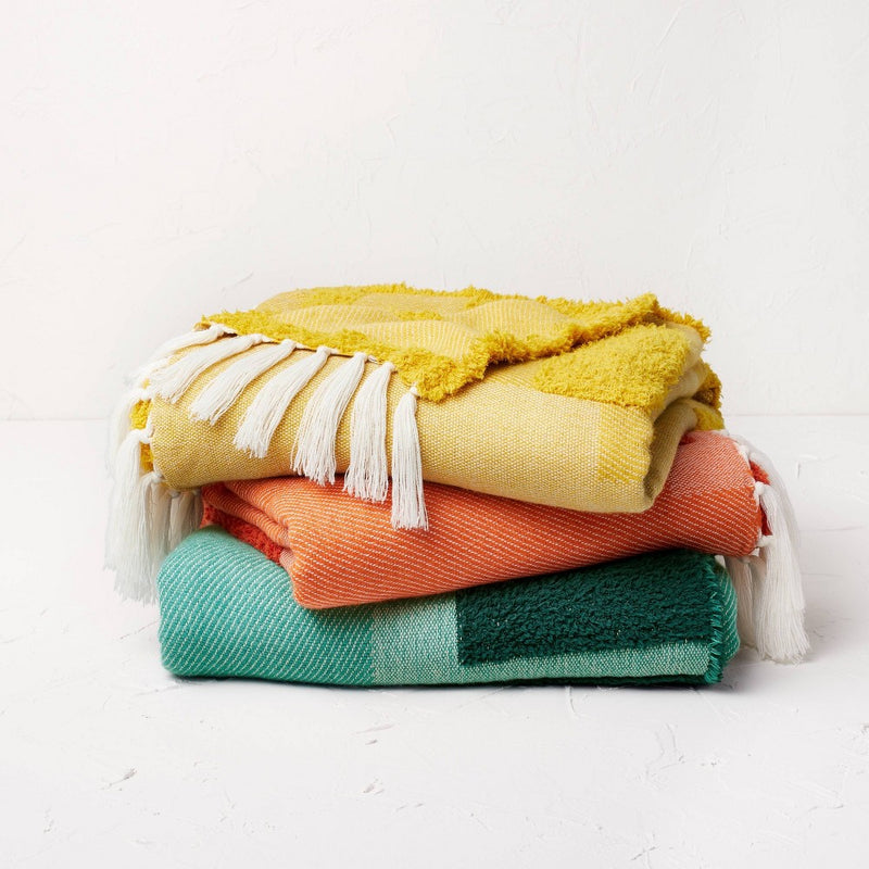 Geometric Patterned Chunky Woven Throw Blanket Rust - Opalhouse designed with Jungalow
