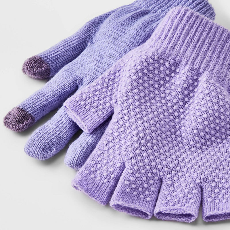 Kids' 2pk Knit Gloves - Cat & Jack Purple