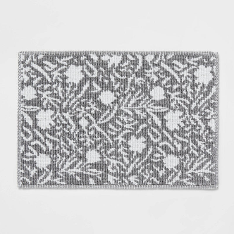 20"x30" Performance Plus Bath Mat Gray Floral - Threshold