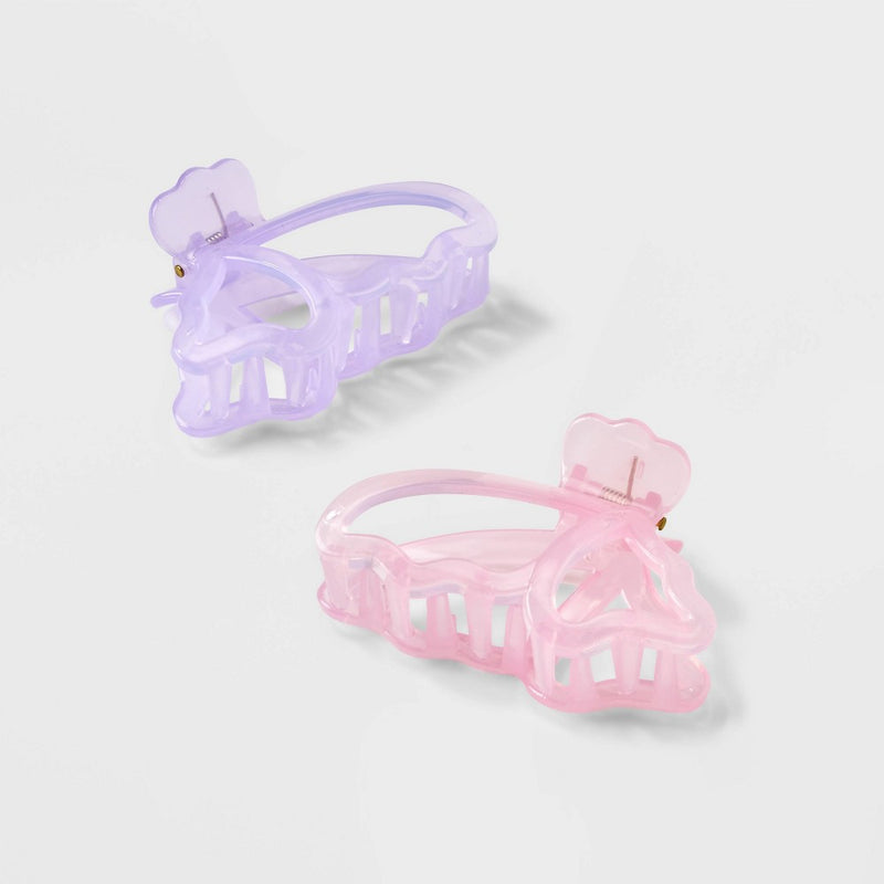 Girls' 2pk Jelly Butterfly Shaped Claw Clip - art class
