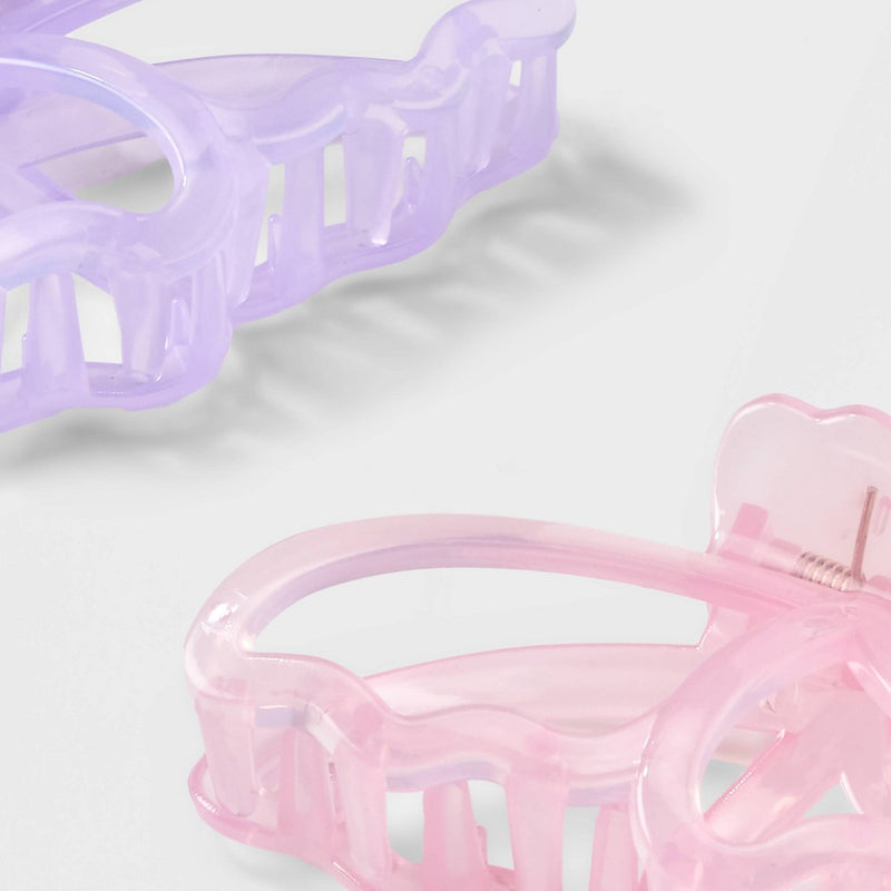 Girls' 2pk Jelly Butterfly Shaped Claw Clip - art class